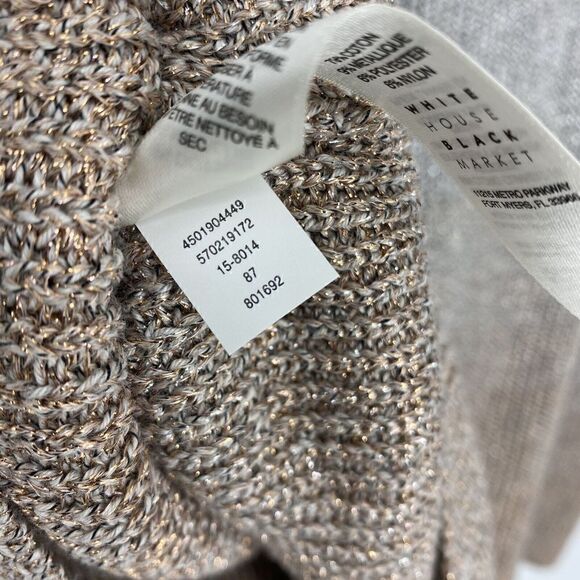 WHBM Sweater Size Medium Womens Silver Pink Long Sleeve Cowl Neck Ombre Shimmer - Picture 8 of 8